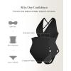 imagePopilush Body Suits For Womens Tummy Control Shapewear Halter Top V Neck Backless Summer Going Out TopsBlack