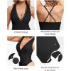 imagePopilush Body Suits For Womens Tummy Control Shapewear Halter Top V Neck Backless Summer Going Out TopsBlack