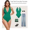 imagePopilush Body Suits For Womens Tummy Control Shapewear Halter Top V Neck Backless Summer Going Out TopsGreen