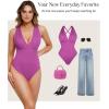 imagePopilush Body Suits For Womens Tummy Control Shapewear Halter Top V Neck Backless Summer Going Out TopsPurple