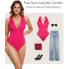 imagePopilush Body Suits For Womens Tummy Control Shapewear Halter Top V Neck Backless Summer Going Out TopsRed