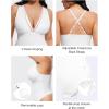 imagePopilush Body Suits For Womens Tummy Control Shapewear Halter Top V Neck Backless Summer Going Out TopsWhite