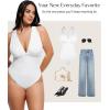 imagePopilush Body Suits For Womens Tummy Control Shapewear Halter Top V Neck Backless Summer Going Out TopsWhite