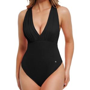 imagePopilush Body Suits For Womens Tummy Control Shapewear Halter Top V Neck Backless Summer Going Out TopsBlack