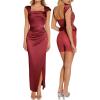 imagePopilush Shapewear Dress Womens Multi Way Wear Dresses Off The Shoulder Maxi Dress Bodycon Long Cocktail DressesRed