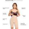 imagePopilush Lace Midi Dress Shapewear Dresses for Women VNeck Slip Adjustable Straps Bodycon Slip with UnderwireBrown