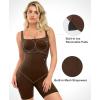 imagePopilush Shapewear Jumpsuits for Women Built In Shapewear Workout Shorts Rompers Tummy Control Bodysuit Yoga Outfits 2024Brown