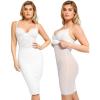 imagePopilush Lace Midi Dress Shapewear Dresses for Women VNeck Slip Adjustable Straps Bodycon Slip with UnderwireWhite
