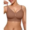 imagePopilush Wireless Bras for Women Comfort Bralettes Support Push Up Full Coverage Soft Seamless Bra with Removable PadsBrown