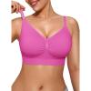 imagePopilush Wireless Bras for Women Comfort Bralettes Support Push Up Full Coverage Soft Seamless Bra with Removable PadsPink