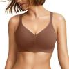 imagePopilush Wireless Bras for Women Seamless Supportive Bra Full Coverage Comfortable Bralettes with Wide StrapBrown