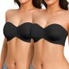 imagePopilush Strapless Bras for Women Bandeau Support Push Up Bralettes Minimizer Unlined Bra Underwire Everyday Bras Tube Top  2 Pack Black  Black 36DD