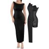 imagePopilush Formal Office Dresses for Women  Long Dress  Ruched Bodycon Maxi Dress BacklessBlack