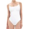 imagePopilush Lace Body Suits Women  Square Neck Sleeveless Thong Bodysuit Tummy Conotrol Double Lined Camisole Tank TopsWhite