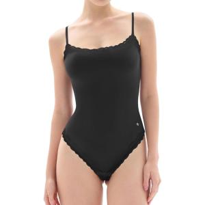 imagePopilush Lace Body Suits Women  Square Neck Sleeveless Thong Bodysuit Tummy Conotrol Double Lined Camisole Tank TopsBlack