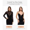imagePopilush Lace Cocktail Dresses for Women  Shapewear Long Sleeve Sheer Wedding Guest Dress Two Piece Club OutfitsBlack