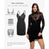 imagePopilush Lace Cocktail Dresses for Women  Shapewear Long Sleeve Sheer Wedding Guest Dress Two Piece Club OutfitsBlack