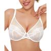 imagePopilush Minimizer Bras for Women Plus Size Full Coverage Lace Underwire Support Push Up Bra for Heavy Breast Everyday WearWhite
