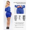 imagePopilush Shapewear Dress Off Shoulder Bodycon Mini Dress with Built in Shapewear Long Sleeve Dresses for Women 2024Blue