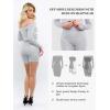 imagePopilush Shapewear Dress Off Shoulder Bodycon Mini Dress with Built in Shapewear Long Sleeve Dresses for Women 2024Grey