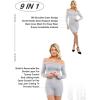 imagePopilush Shapewear Dress Off Shoulder Bodycon Mini Dress with Built in Shapewear Long Sleeve Dresses for Women 2024Grey