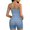imagePopilush Athletic Shapewear Rompers for Womens Tummy Control Strapless Bodysuit Built in Bra Body Shaper Jumpsuits SummerBlue
