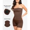 imagePopilush Athletic Shapewear Rompers for Womens Tummy Control Strapless Bodysuit Built in Bra Body Shaper Jumpsuits SummerBrown