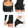 imagePopilush Black Long Sleeve Jumpsuit for Women Athletic Romper Ribbed Fall Workout Shorts Yoga Sweetheart Neck Body Suits