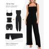 imagePopilush Jumpsuits for Women Dressy Casual Loose Overalls Sleeveless Rompers Outfits with Shapewear Adjustable Trouser Legs Black L