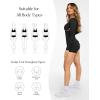 imagePopilush Long Sleeve Jumpsuit for Women Athletic Romper Ribbed Full Workout Bodysuit Shorts Yoga Sweetheart Neck Body SuitsBlack