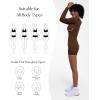 imagePopilush Long Sleeve Jumpsuit for Women Athletic Romper Ribbed Full Workout Bodysuit Shorts Yoga Sweetheart Neck Body SuitsBrown