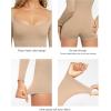 imagePopilush Long Sleeve Jumpsuit for Women Athletic Romper Ribbed Full Workout Bodysuit Shorts Yoga Sweetheart Neck Body SuitsChampagne