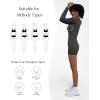 imagePopilush Long Sleeve Jumpsuit for Women Athletic Romper Ribbed Full Workout Bodysuit Shorts Yoga Sweetheart Neck Body SuitsGrey