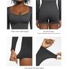 imagePopilush Long Sleeve Jumpsuit for Women Athletic Romper Ribbed Full Workout Bodysuit Shorts Yoga Sweetheart Neck Body SuitsGrey
