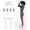 imagePopilush Long Sleeve Jumpsuit for Women Athletic Romper Ribbed Full Workout Bodysuit Shorts Yoga Sweetheart Neck Body SuitsLight Gray