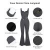 imagePopilush Shapewear Jumpsuit  Faux Denim Jumpsuit For Women Built In Shapewear Tummy Control Jean Romper Full BodysuitsBlack