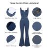 imagePopilush Shapewear Jumpsuit  Faux Denim Jumpsuit For Women Built In Shapewear Tummy Control Jean Romper Full BodysuitsBlue
