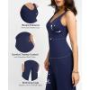 imagePopilush Shapewear Jumpsuit For Womens Romper BuiltIn Shapewear Jumpsuits For Women Tummy ControlBluev Neck Jumpsuit