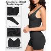 imagePopilush Shapewear Jumpsuits for Women Built  in Bra Crew Neck Sleveless Rompers Shorts Bodycon Bodysuits OutfitsBlack