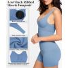 imagePopilush Shapewear Jumpsuits for Women Built  in Bra Crew Neck Sleveless Rompers Shorts Bodycon Bodysuits OutfitsBlue