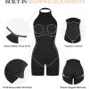 imagePopilush Shapewear Rompers for Women Built in Shapewear Tummy Control Bodysuit Halter Neck Backless Short JumpsuitsBlack