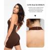 imagePopilush Shapewear Rompers for Women Built in Shapewear Tummy Control Bodysuit Halter Neck Backless Short JumpsuitsBrown
