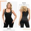 imagePopilush Shapewear Workout Jumpsuit for Women  Built In Shapewear Square Neck Romper with Pocket Bodysuit for WomenBlack