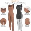 imagePopilush Shapewear Workout Jumpsuit for Women  Built In Shapewear Square Neck Romper with Pocket Bodysuit for WomenBrown Jumpsuit