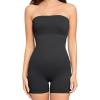 imagePopilush Athletic Shapewear Rompers for Womens Tummy Control Strapless Bodysuit Built in Bra Body Shaper Jumpsuits SummerBlack