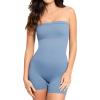 imagePopilush Athletic Shapewear Rompers for Womens Tummy Control Strapless Bodysuit Built in Bra Body Shaper Jumpsuits SummerBlue