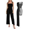 imagePopilush Jumpsuits for Women Dressy Casual Loose Overalls Formal Sleeveless Rompers Outfits with ShapewearBlack