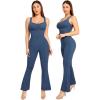 imagePopilush Shapewear Jumpsuit  Faux Denim Jumpsuit For Women Built In Shapewear Tummy Control Jean Romper Full BodysuitsBlue