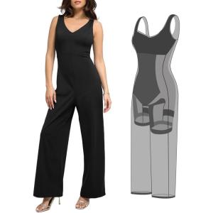 imagePopilush Shapewear Jumpsuit For Womens Romper BuiltIn Shapewear Jumpsuits For Women Tummy ControlBlack