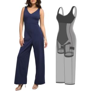 imagePopilush Shapewear Jumpsuit For Womens Romper BuiltIn Shapewear Jumpsuits For Women Tummy ControlBlue